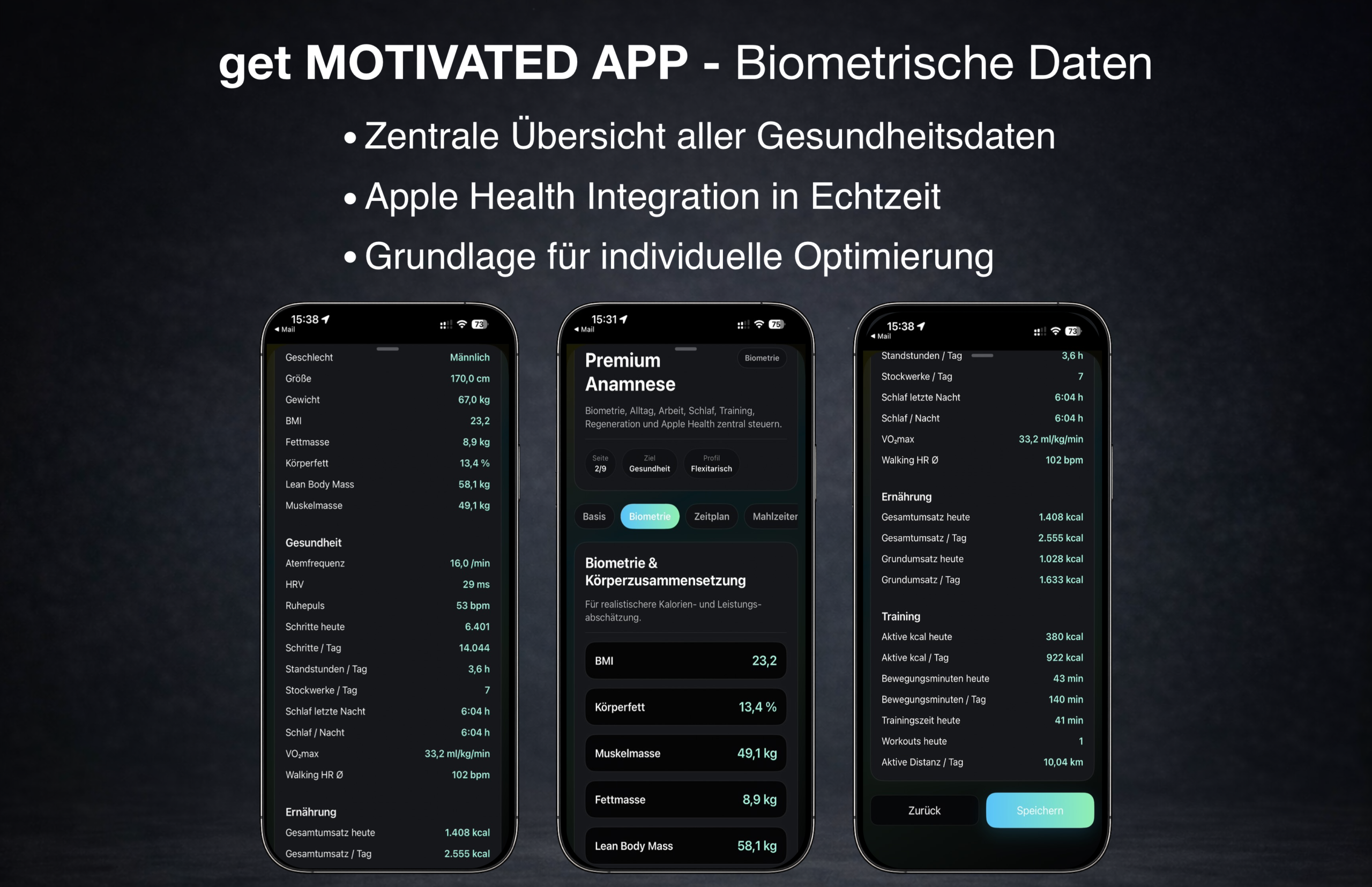 GET App – Biometrische Daten