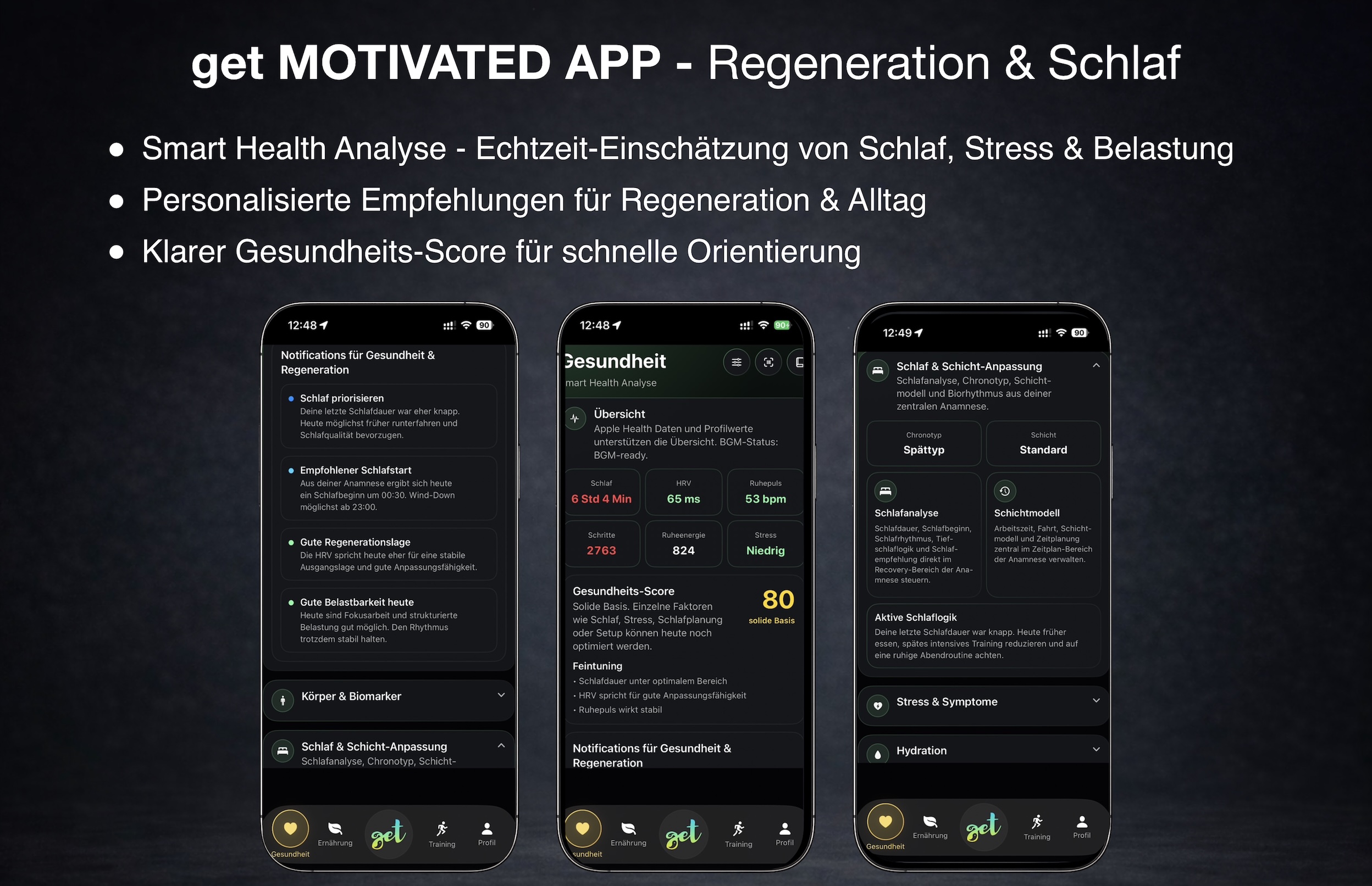 Gesundheitsanalyse für Schlaf und Regeneration